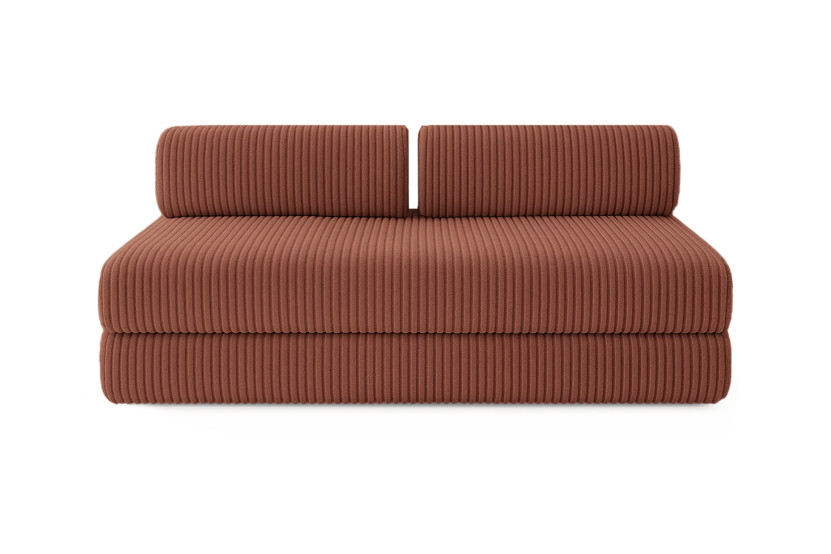 Canapé d'angle convertible 4 places - Velours côtelé XL - Terracotta