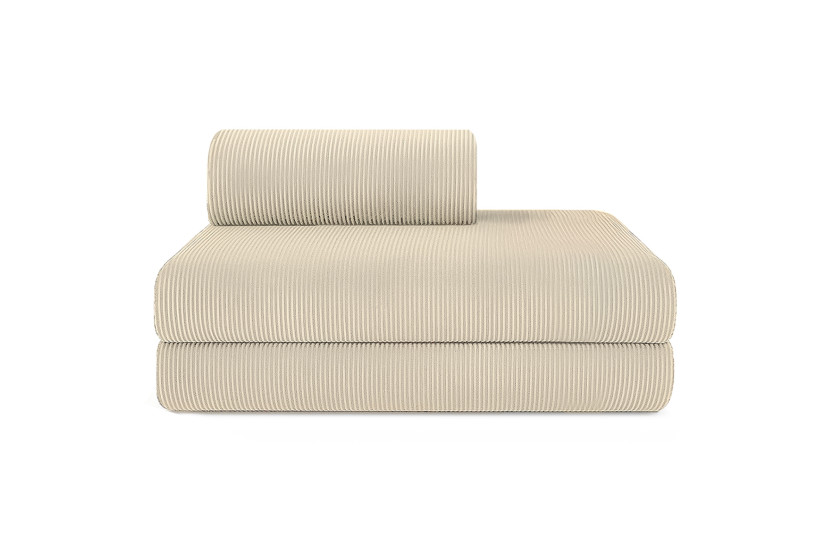 Canapé d'angle convertible 5 places - Velours côtelé - Beige