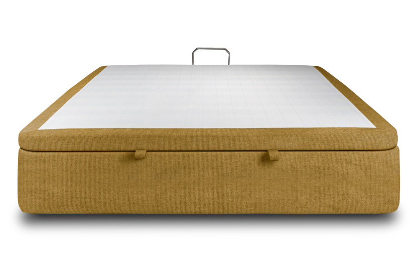 Sommier Coffre 160x200 cm - Toile nattée  - Jaune