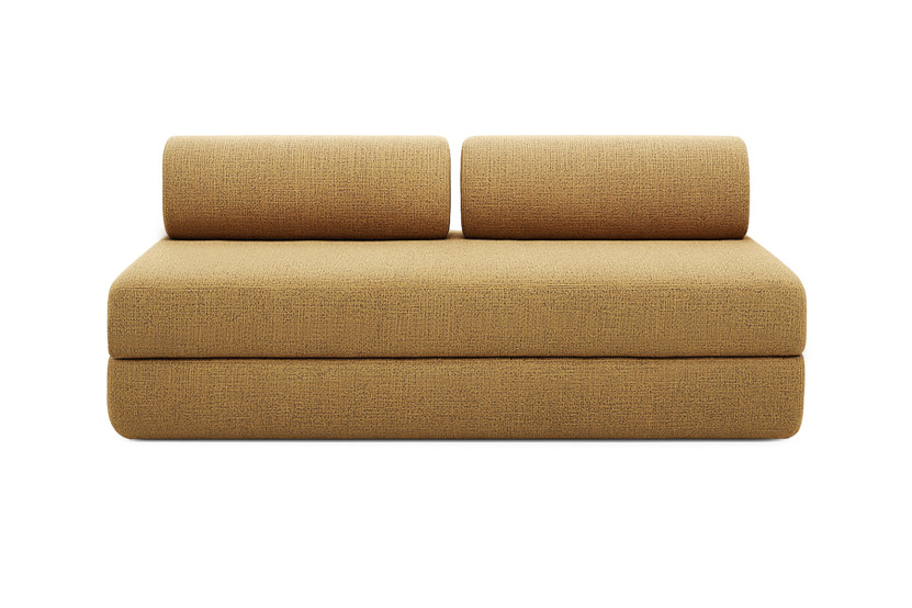 Canapé droit convertible 5 places - Tissu tweed - Jaune