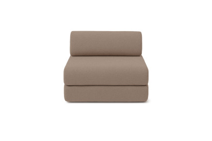 Canapé d'angle 6 places - 3 modules convertibles : Canapé 3 places + Fauteuil + Pouf - Tissu lisse Marron