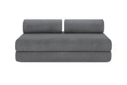 Canapé d'angle 6 places - 3 modules convertibles : Canapé 3 places + Fauteuil + Pouf - Velours côtelé Gris
