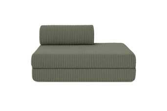 Canapé droit convertible et modulable 2 places - Velours côtelé XL - Vert