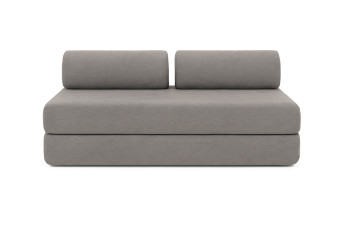 Canapé droit convertible 3 places - Tissu lisse - Gris
