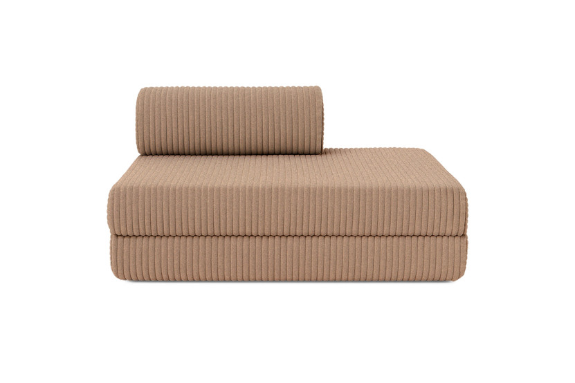 Canapé droit convertible 3 places - Velours côtelé XL - Marron