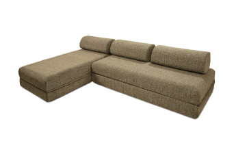 Canapé d'angle convertible 6 places - Tissu tweed - Jaune