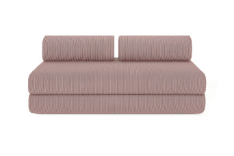 Canapé droit convertible 3 places - Velours côtelé - Rose pâle