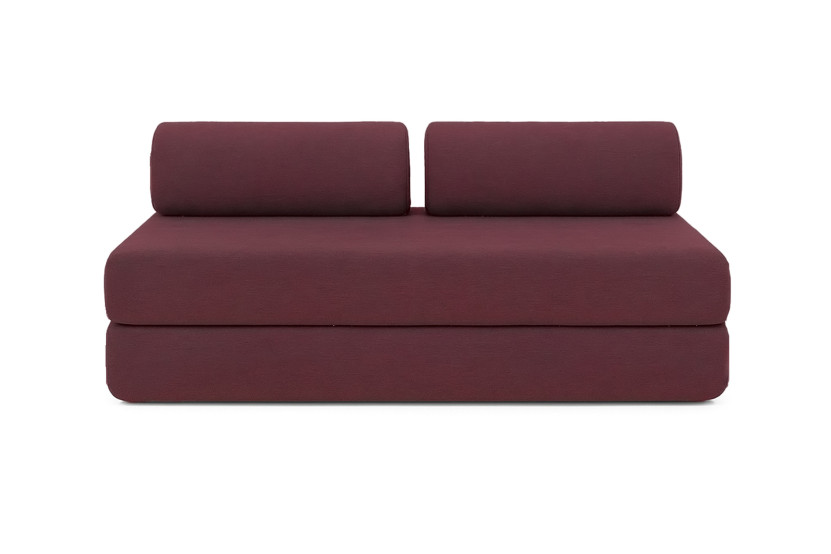 Canapé droit convertible 5 places - Tissu lisse - Rouge