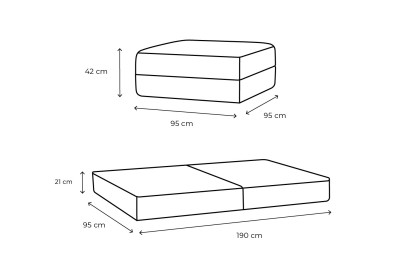 Pouf convertible et modulable - Tissu lisse Gris
