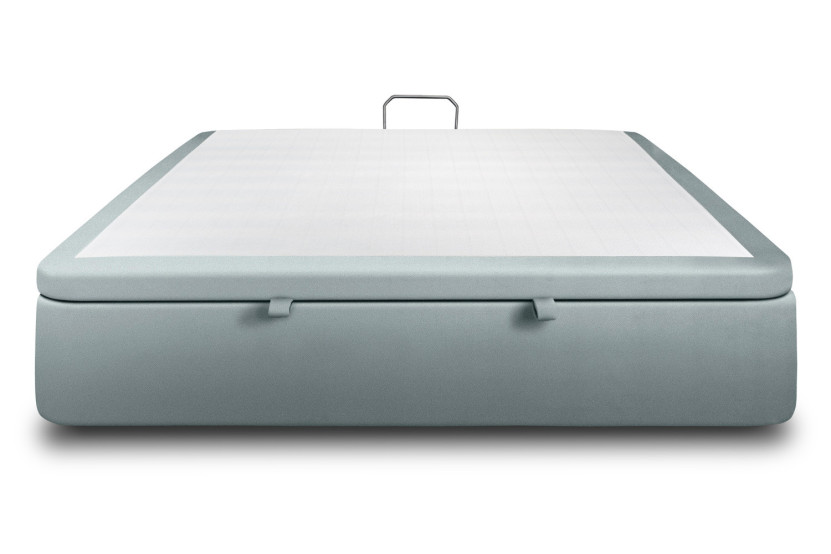 Sommier Coffre 140x200 cm - Velours - Gris bleuté