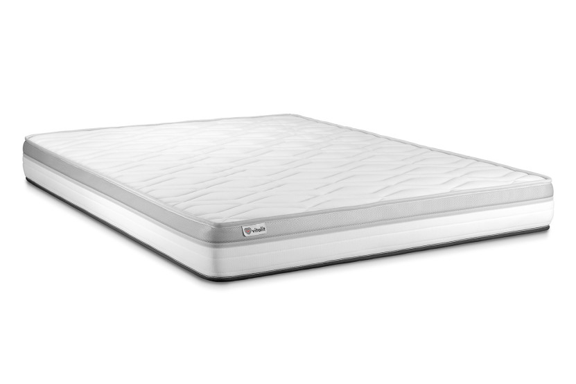Pack lit complet 140x190 cm - Matelas + Sommier Blanc (en kit) + 2 oreillers + Couette - Vital Relax
