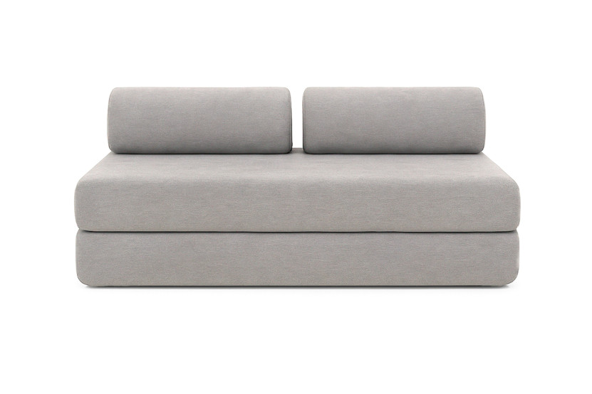Canapé d'angle convertible 6 places - Tissu lisse - Gris clair