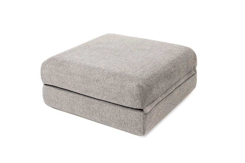 Canapé d'angle convertible 6 places - Tissu lisse - Gris clair