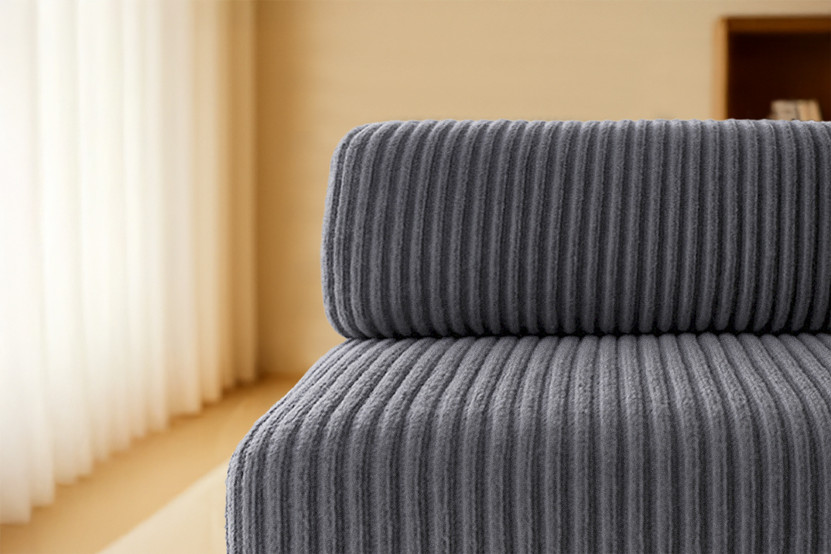 Canapé droit convertible 3 places - Velours côtelé XL - Gris
