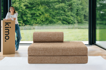 Canapé 2 places convertible et modulable - Tissu tweed Marron