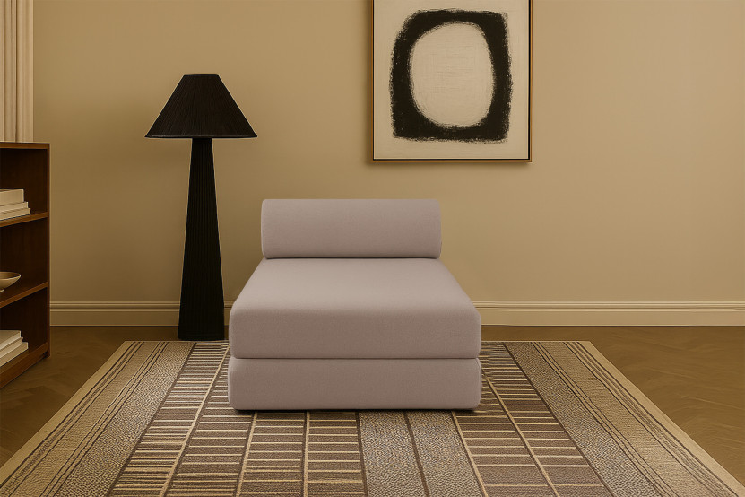 Méridienne convertible et modulable - Tissu lisse - Marron