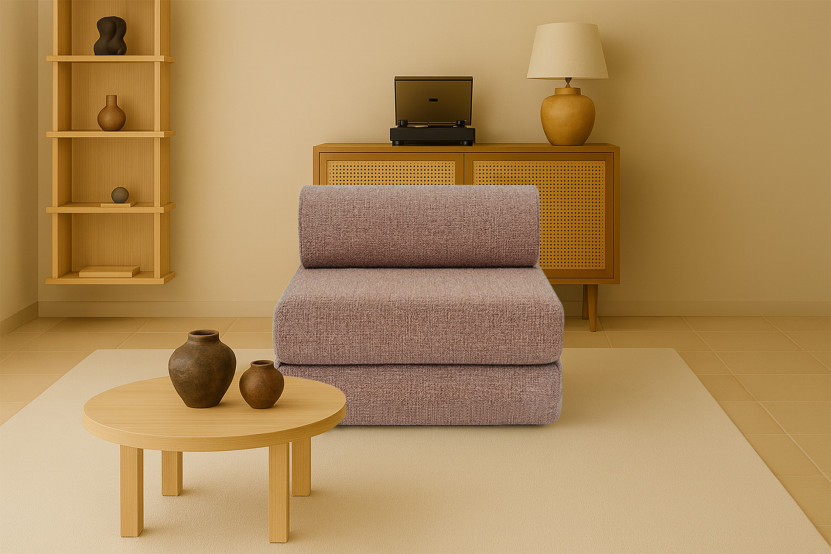 Fauteuil convertible et modulable - Tissu tweed - Rouge