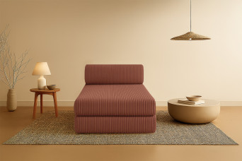 Méridienne convertible et modulable - Velours côtelé XL - Terracotta