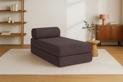 Méridienne convertible et modulable - Velours côtelé Marron