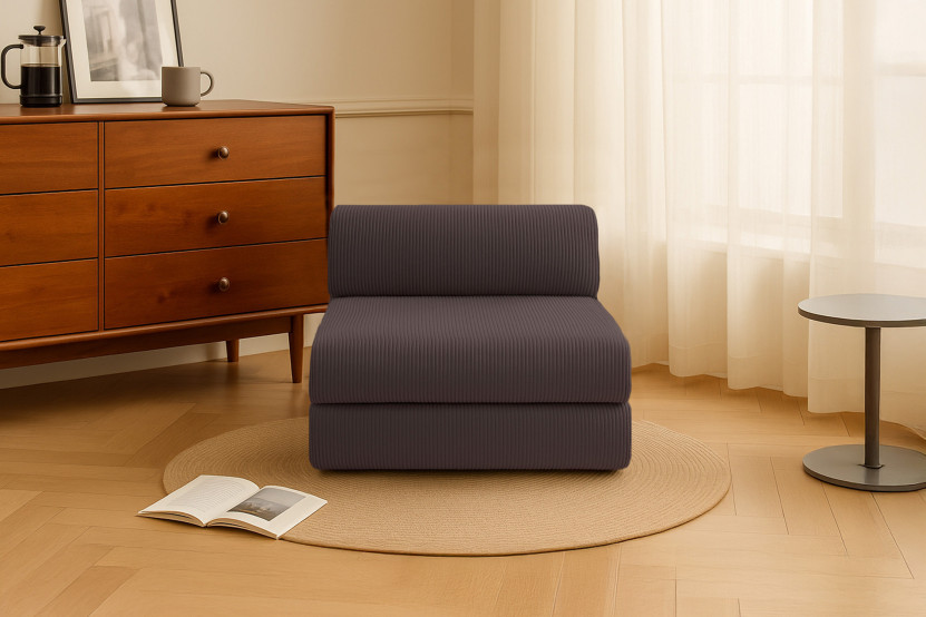 Fauteuil convertible et modulable - Velours côtelé - Marron
