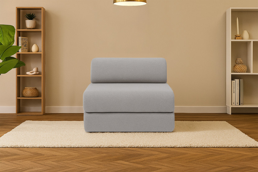 Fauteuil convertible et modulable - Tissu lisse - Gris clair