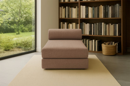 Méridienne convertible et modulable - Tissu tweed Marron