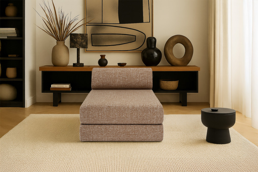 Méridienne convertible et modulable - Tissu tweed - Marron