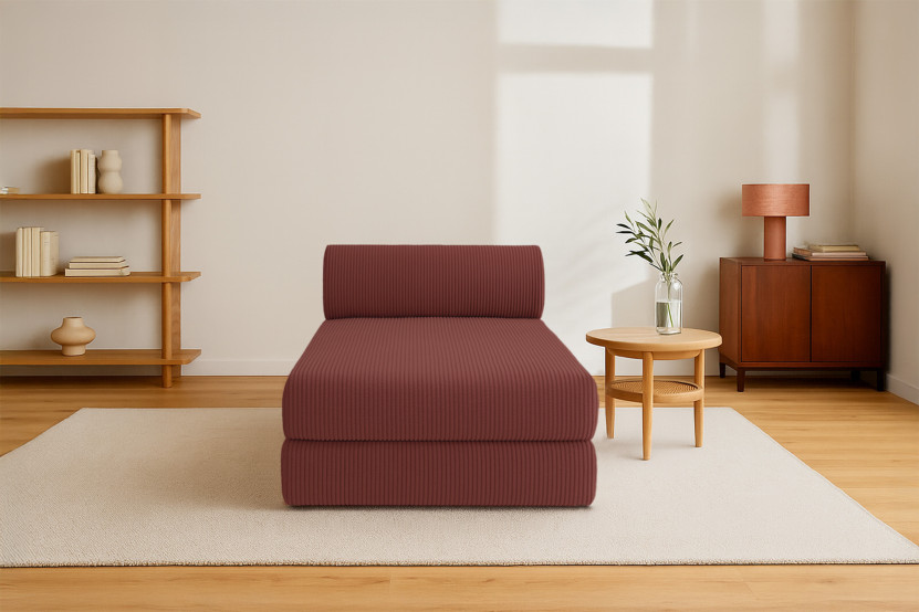 Méridienne convertible et modulable - Velours côtelé - Rouge
