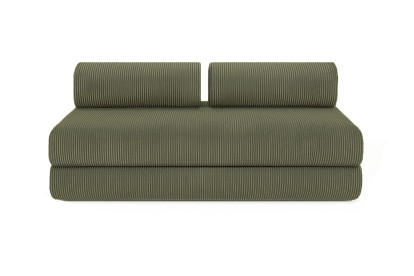 Canapé 4 places - 2 modules convertibles : Canapé 3 places + Fauteuil - Velours côtelé Vert