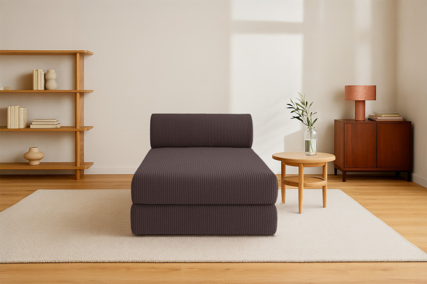 Méridienne convertible et modulable - Velours côtelé - Marron