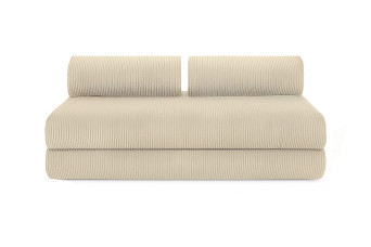 Canapé droit convertible 3 places - Velours côtelé - Beige