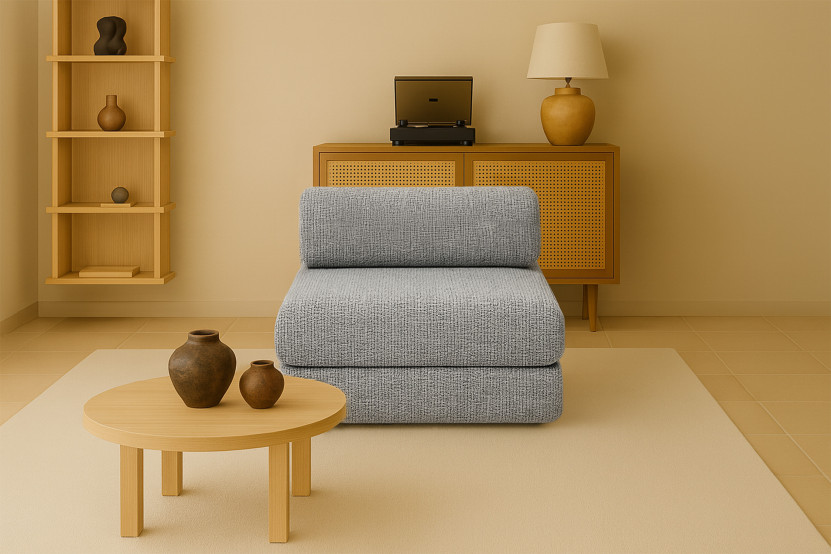 Fauteuil convertible et modulable - Tissu tweed - Gris