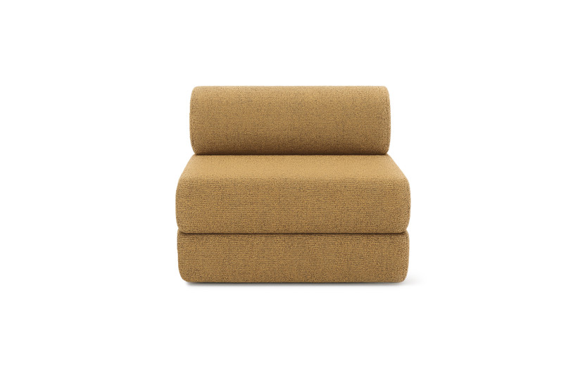 Canapé d'angle convertible 6 places - Tissu tweed - Jaune