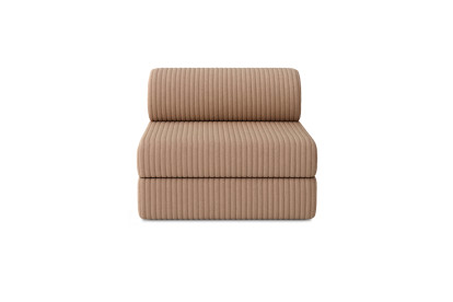 Canapé d'angle 6 places - 3 modules convertibles : Canapé 3 places + Fauteuil + Pouf - Velours côtelé XL Marron