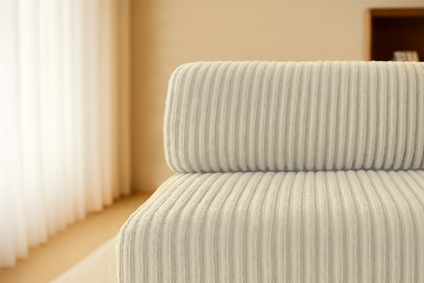 Canapé droit convertible et modulable 2 places - Velours côtelé XL - Beige