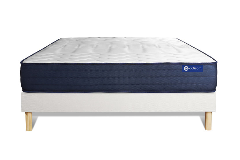 Ensemble Matelas Sommier 150x195 cm - Sommier Blanc (en kit) - Actimemo Life