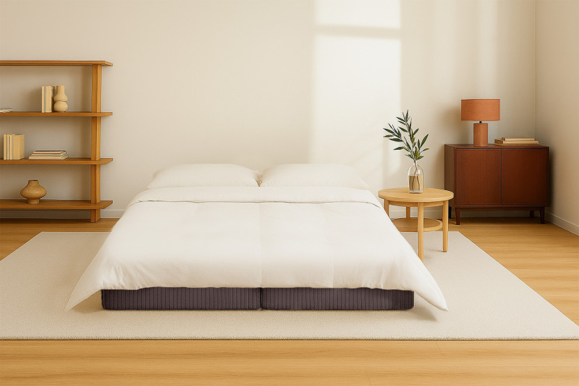 Méridienne convertible et modulable - Velours côtelé Marron