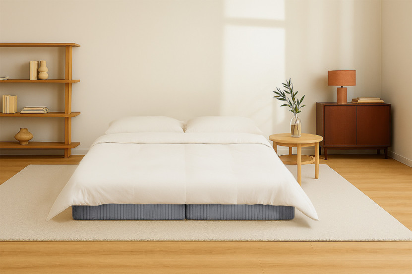 Méridienne convertible et modulable - Velours côtelé Gris
