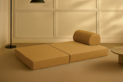 Canapé 2 places convertible et modulable - Tissu tweed Jaune