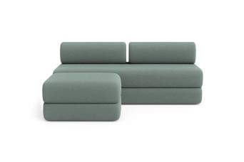 Canapé d'angle convertible 4 places - Tissu lisse - Vert