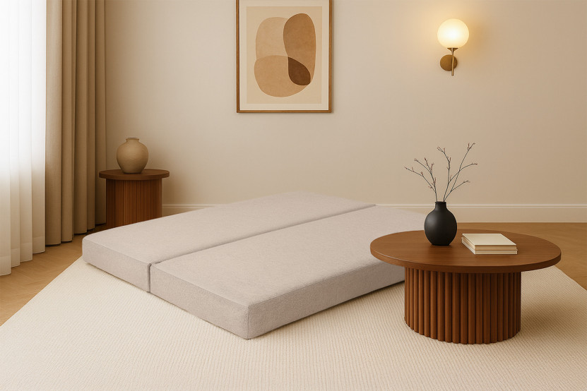 Méridienne convertible et modulable - Tissu lisse Beige