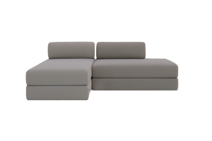 Canapé d'angle 5 places - 2 modules convertibles : Canapé 2 places + Méridienne - Tissu lisse Gris