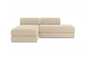 Canapé d'angle convertible 5 places - Velours côtelé - Beige