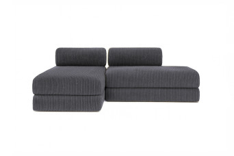 Canapé d'angle convertible 5 places - Velours côtelé XL - Gris