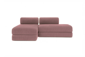 Canapé d'angle convertible 5 places - Velours côtelé XL - Rose
