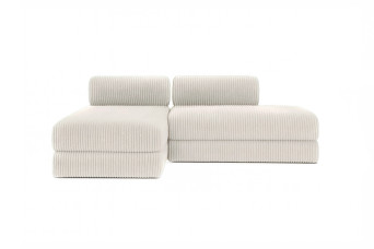 Canapé d'angle convertible 5 places - Velours côtelé XL - Blanc