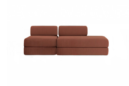 Canapé 3 places - 2 modules convertibles : Canapé 2 places + Fauteuil - Velours côtelé Terracotta