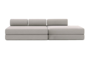 Canapé 5 places - 2 modules convertibles : Canapé 3 places + Canapé 2 places - Tissu lisse Gris clair