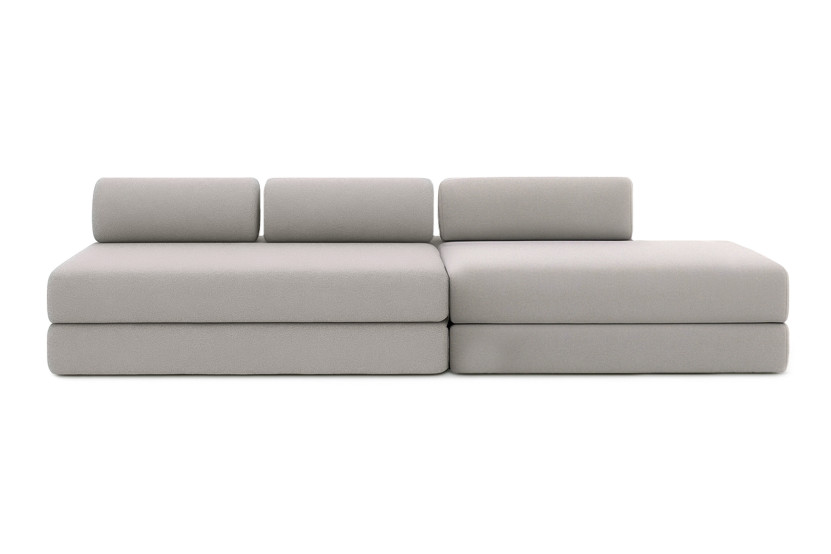 Canapé 5 places - 2 modules convertibles : Canapé 3 places + Canapé 2 places - Tissu lisse Gris clair