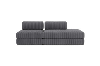 Canapé 3 places - 2 modules convertibles : Canapé 2 places + Fauteuil - Velours côtelé XL Gris